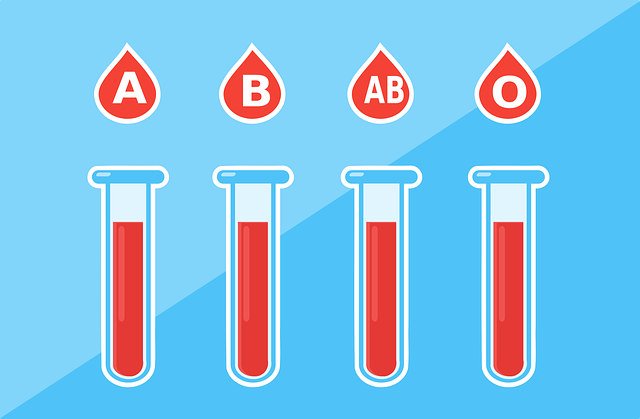 animovaný obrázek – zkumavky s označením krevních skupin